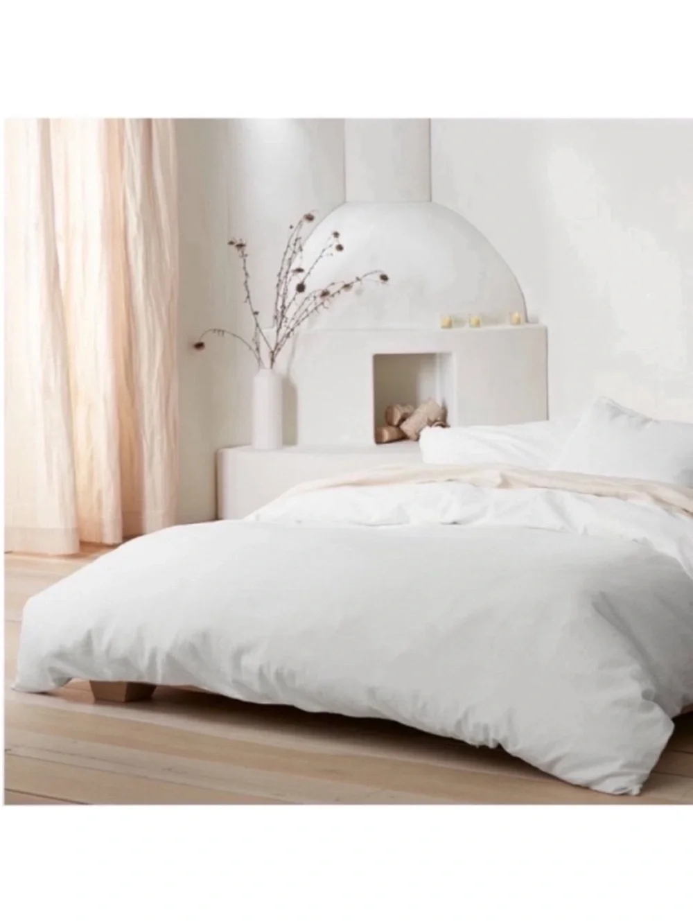 NWT Full/Queen Heavyweight Linen Blend Duvet Cover & Sham Set White - Casaluna